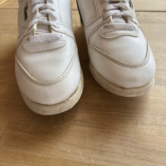 ETONIC Retro 7091 Metal SPIKED GOLF SHOES WHITE Pinstripe LEATHER UPPER MENS 8 M - Picture 7 of 10